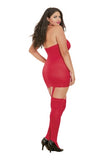 PLUS SIZE RED SHEER GARTER DRESS