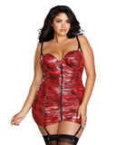 QUEEN SIZE RED SNAKESKIN GARTER SLIP