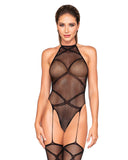 BLACK FISHNET TEDDY BODYSTOCKING