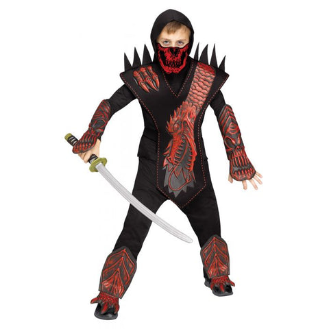 KIDS RED SKULL DRAGON NINJA COSTUME