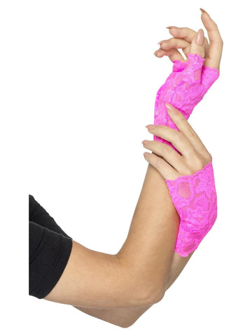 NEON PINK 80'S FINGERLESS LACE