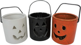 3" CERAMIC JACK O LANTERNS CANDLE HOLDERS