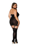 QUEEN SIZE BLACK SHEER GARTER DRESS