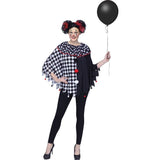 ADULT BLACK & WHITE CLOWN PONCHO