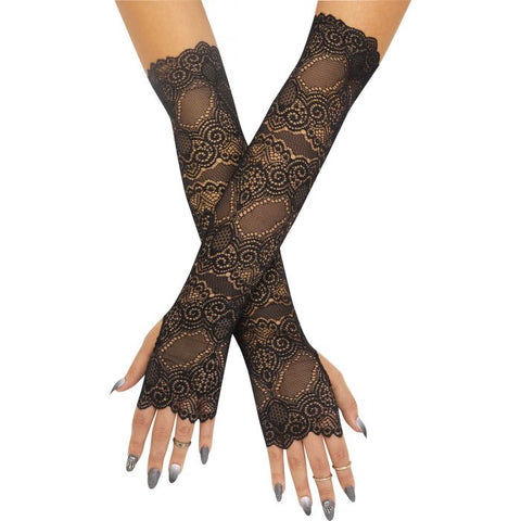 SCALLOPED  LACE FINGERLESS GLOVES