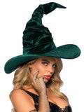 EMERALD GREEN VELVET RUCHED WITCH HAT
