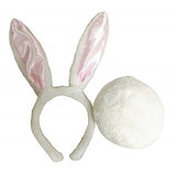 WHITE AND PINK BUNNY EARS AND TAIL SET