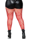 PLUS SIZE RED FLAME FISHNET TIGHTS