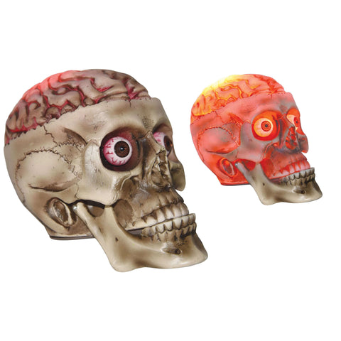 LIGHT UP SKULL WITH BLOODY BRAIN