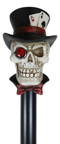 SKULL CANE WITH TOP HAT