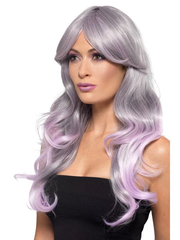 GREY AND PASTEL PINK FASHION OMBRE WIG