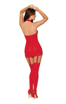 RED SHEER GARTER BODYSTOCKING DRESS