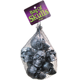 BAG OF 6 SILVER PLASTIC SKULLS