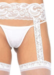 WHITE SHEER LACE TOP STOCKINGS WITH GARTER BELT