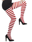 OPAQUE RED AND WHITE STRIPED TIGHTS