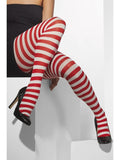 OPAQUE RED AND WHITE STRIPED TIGHTS