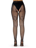 INDUSTRIAL NET SUSPENDER HOSE WITH DUCHESS LACE TOP ACCENT