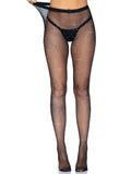 RHINESTONE FISHNET CROTCHLESS TIGHTS