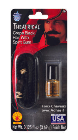 BLACK THEATRICAL CREPE HAIR WITH SPIRIT GUM