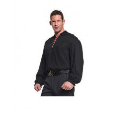 PLUS SIZE MENS BLACK PIRATE SHIRT