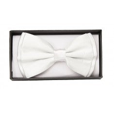 WHITE SATIN BOW TIE