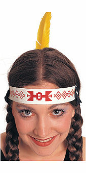 NATIVE AMERICAN INDIAN HEADBAND WITH FEATHER