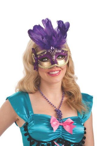 PURPLE FEATHERED CARNIVAL EYE MASK