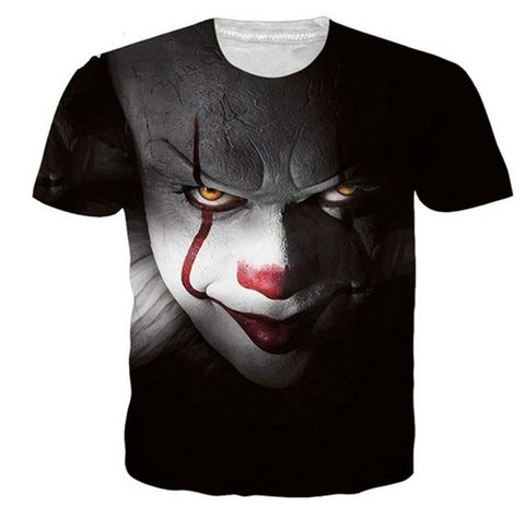 IT Pennywise Black T-Shirt. Your Favorite Clown From The Hit IT Movie Is Now On This Lightweight, Soft and Comfortable T-Shrit. Whether You Just Want A Comfortable Shirt To Wear Around The House Or You're Not Really Interested In Fully Dressing Up For Halloween, Then This Shirt Would Be Perfect For You. This Shirt Features a Smiling Pennywise On The Front Of The Shirt And Black On The Back.