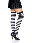 BLACK AND WHITE STRIPED THIGH HIGHS