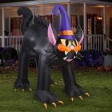 Animated Inflatable Halloween Cat. This Inflates In Seconds, Lights up and It's Head Turns from Side to Side. Includes Stakes and Tethers for Easy Outdoor Setup, But This Cat Works Just As Well Indoor Also. This Huge Halloween Cat Ist Sure To Attract The Attention Of Your Neighbor's Neighbors. Standing Approxamately 8.5 Ft Tall, 9 Ft Long And 4 Ft Wide, This Is The Perfect Front Yard Decoration For Everyone To See Your Halloween Spirit!
