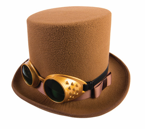 BROWN STEAMPUNK HAT WITH GOGGLES