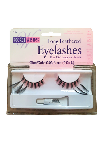 BLACK/PINK OSTRICH FEATHERED EYELASHES