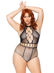 PLUS SIZE MULTI NET HALTER BODYSUIT