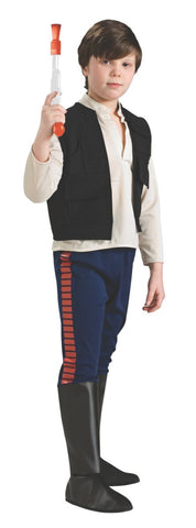 Star Wars: Kids Sized Deluxe Han Solo Costume  Includes: Shirt, Vest, Pants With Attached Boot Tops.  Bring Your Family Star Wars Costume Ideas to Life with Han Solo, Princess Leia, Cewbacca, Luke Skywalker, Yoda, Darth Vader and Stormtroopers.    Even Get Your Dog Into The Halloween Spirit