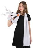 Nightmare Before Christmas Zero Costume Scarf Featuring Super Soft White Polyester Fabric, This Scarf Sports a Plush Zero Hand Puppet Head Complete With Zero's Iconic Light-Up Pumpkin Nose, Sweet Puppy Face and Long Floaty Ears.