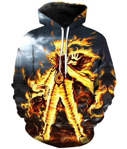 Naruto Tailed Beast Chakra Pull Over Hoodie. Join The Allied Shinobi Force Led By Your All-Time Favorite Knuckle-Head Ninja, Naruto Uzumaki. This Anime Hoodie Is Perfect For An Anime Cosplay Hoodie. 