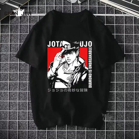JOJO'S BIZARRE ADVENTURE- JOTARO KUJO T-SHIRT BLACK AND WHITE