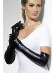 Black Liquid Leather Wet Look Gloves