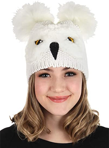 The Acrylic Knit Beanie Features Super Soft Polyester Faux Fur and Piercing Amber Colored Eyes Like HARRY POTTER’s Beloved Owl Companion. The Pointed Black Beak and Two Fluffy Pom Poms Add Some Whimsy and Charm to This Everyday Accessory. Knitted for the WIZARDING WORLD™ Fans, This Harry Potter Hedwig Beanie Fits Any Adult Size. Hedwig Owl Beanie is Great for Anyone Who Loves The Harry Potter Series. Beanie Hat, Owl Beanie Hat