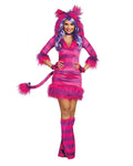 Womens Pink and Purple Cheshire Cat Halloween Costume