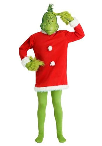 DELUXE GRINCH SANTA COSTUME WITH MASK