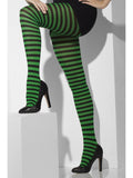 Black and Green Striped Halloween Tights