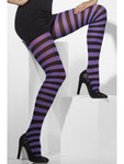 Purple and Black Striped Witch Costume Tights