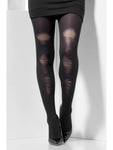 OPAQUE BLACK DISTRESSED TIGHTS