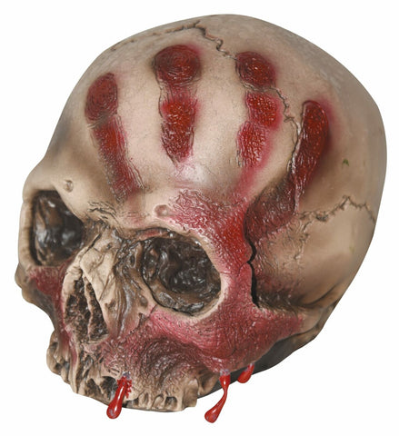 6" Tribal Warning Skull. This Skull Has A Bloody Handprint And Reminds You Of Days Of The Past Where Tribes Would Leave The Skulls Of Their Enemies At The Border Of Their Land Either To State Territorial Dominance Or To Send A Message To A Rival Clan. This Halloween, Let Your Inner Viking Out With This Tribal Skull. 