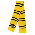Harry Potter: Hufflepuff Knit Scarf. Inspired by the second-year scarves worn in the films, this scarf features large bands of Yellow knit and a double bar pattern worked in Black.