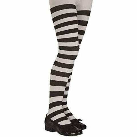 KIDS WHITE AND BLACK STRIPED TIGHTS